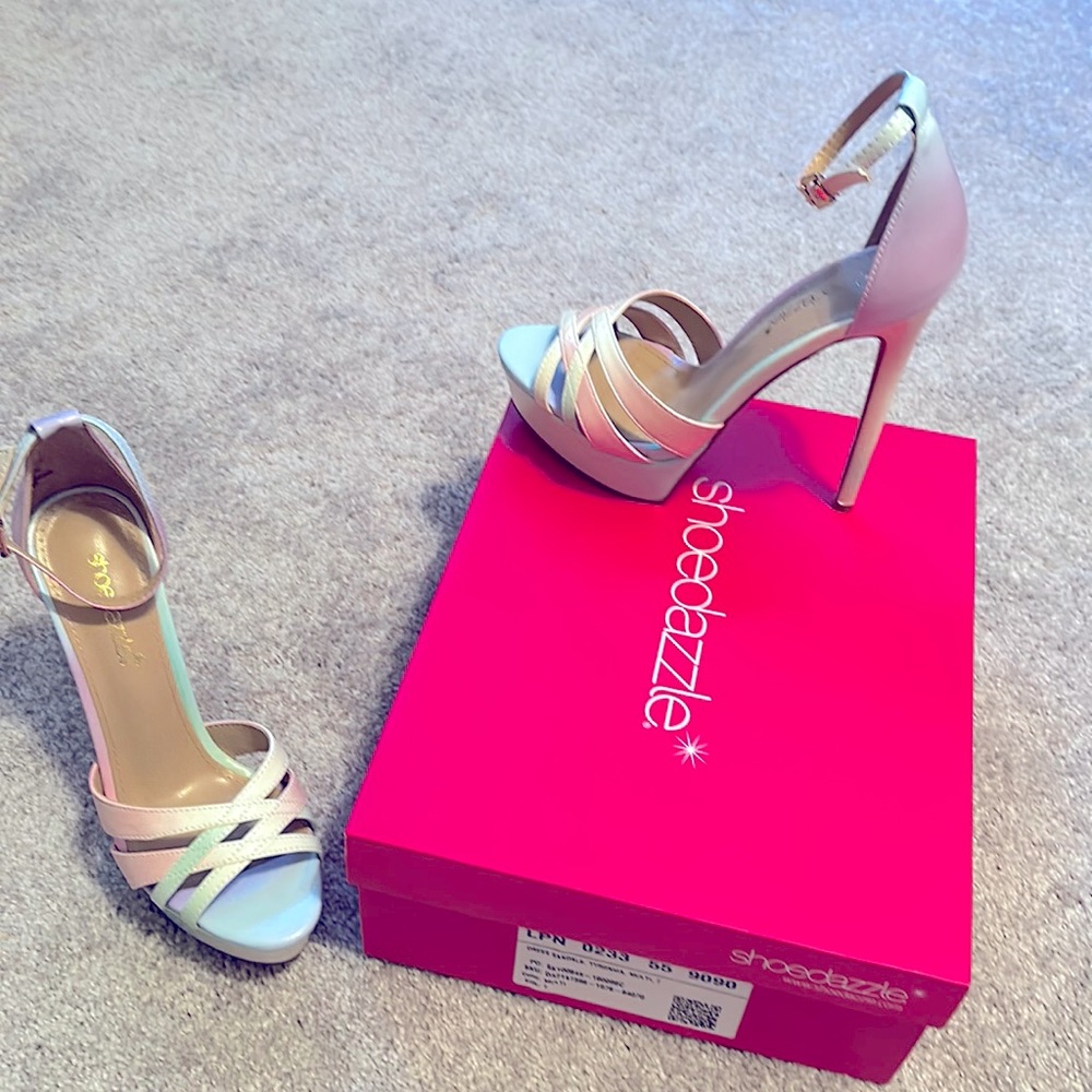 NEW! Shoedazzle - Size 7 - Tyronica - Multi-color Pastel Platform Strappy Sandal
